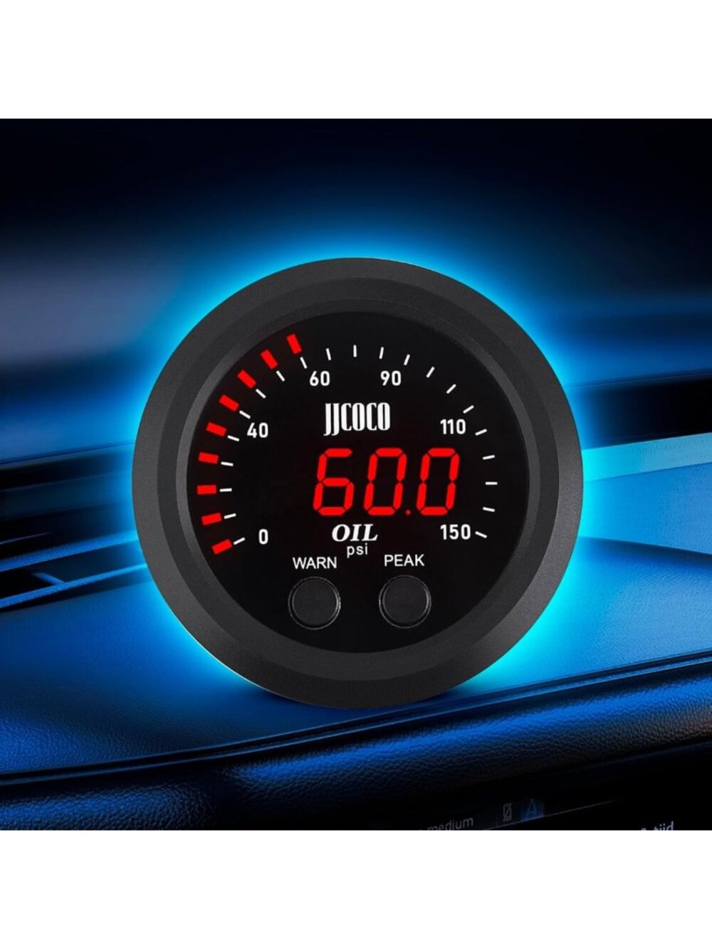Digital Oil Pressure Gauge Kit 2-1/16" 150 PSI - Red Display for Auto, Marine